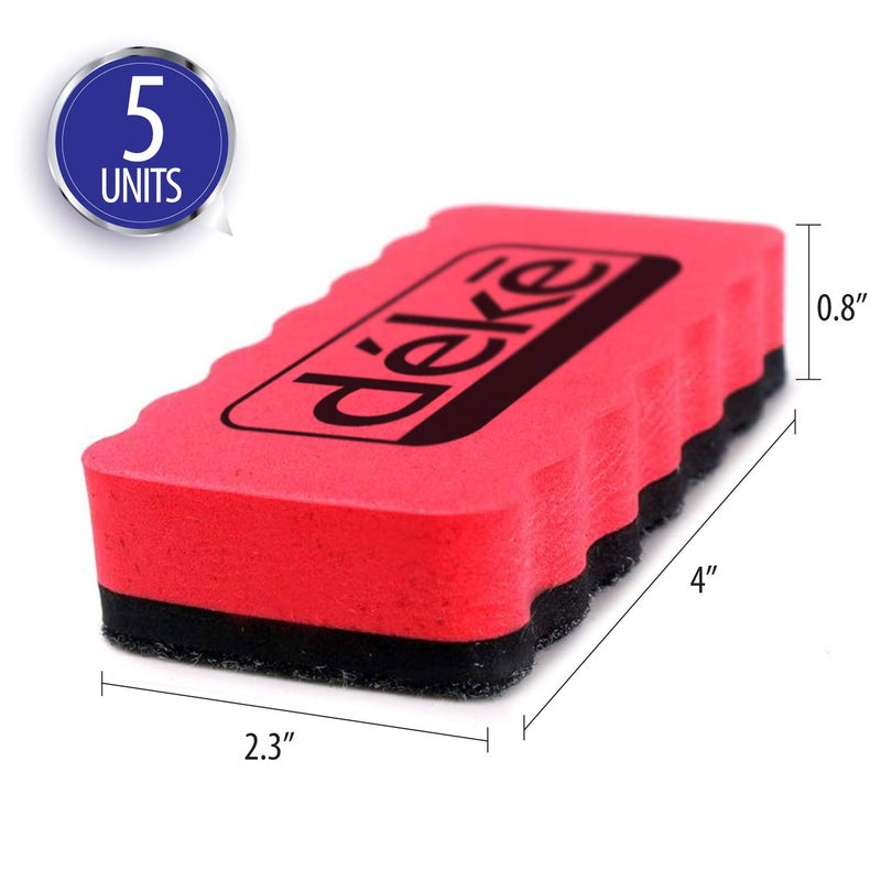 Deke Home - 5 Pack Magnetic White Board Eraser. Rectangular Magnetic Dry Erasers for White Boards. Erase Markers, Ideal for Kids, Home, School, Office, 4 Colors. Whiteboard Eraser. - Image 2